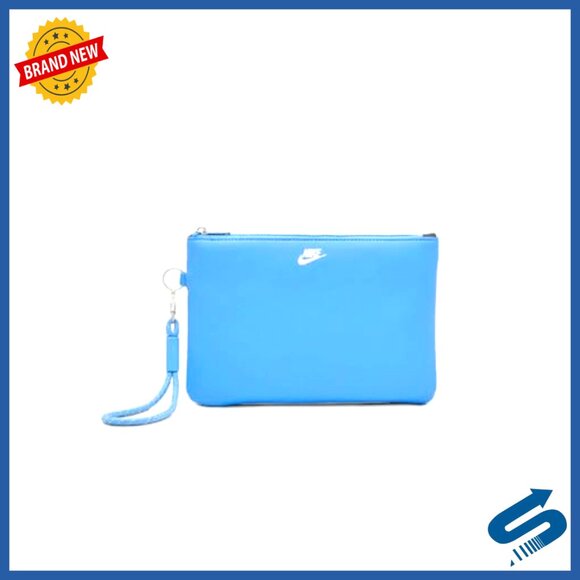Large Wristlet Clutch with Strap, 20x14cm, Zipper Pockets, Faux Leather